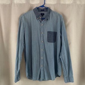 EUC - Men’s L - J.Crew L/S chambray 2-tone slim-fit button-down shirt
